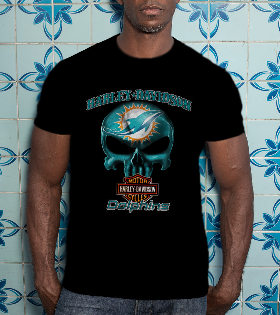 Harley Davidson Skull Miami Dolphins Nfl T-Shirt