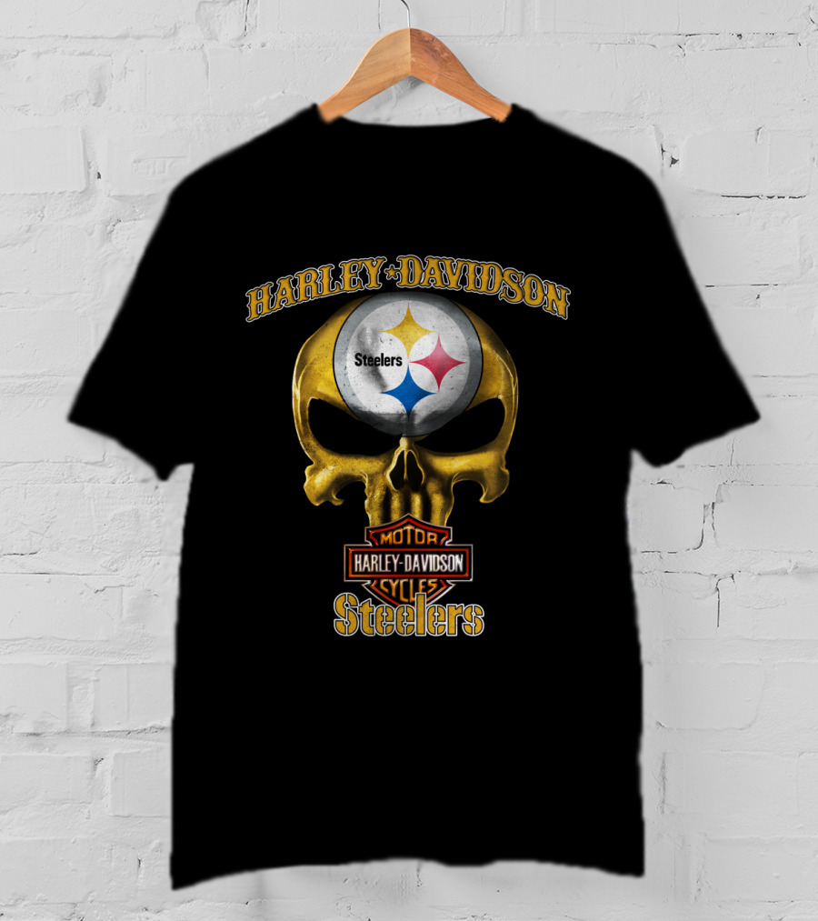 Harley Davidson Skull Steelers Nfl Pittsburgh T-Shirt