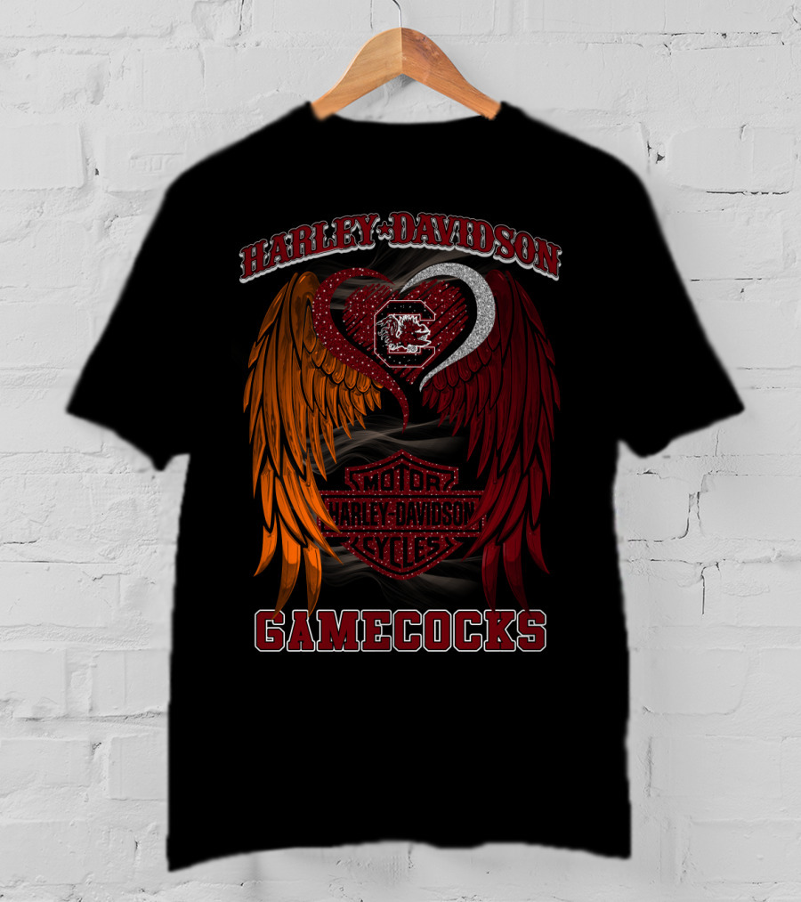 Harley Davidson South Carolina Gamecocks Motorcycles Wings T-Shirt