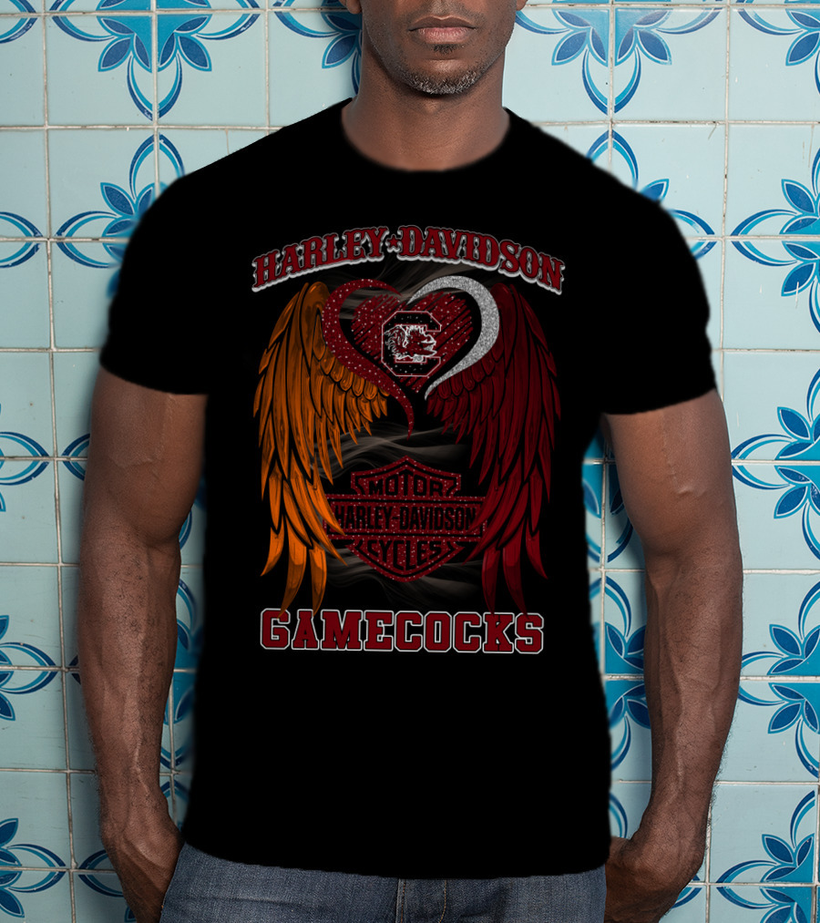 Harley Davidson South Carolina Gamecocks Motorcycles Wings T-Shirt