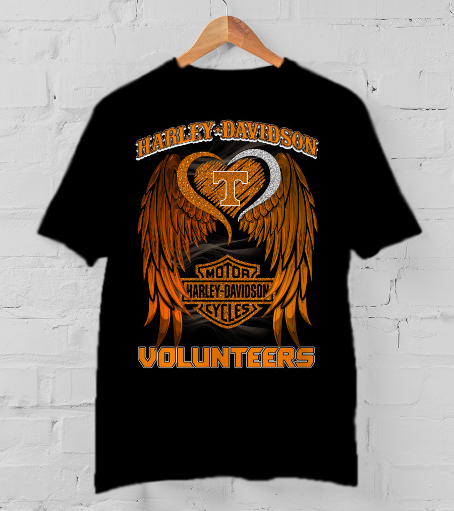 Harley Davidson Motor Cycles Tennessee Volunteers Wings T-Shirt