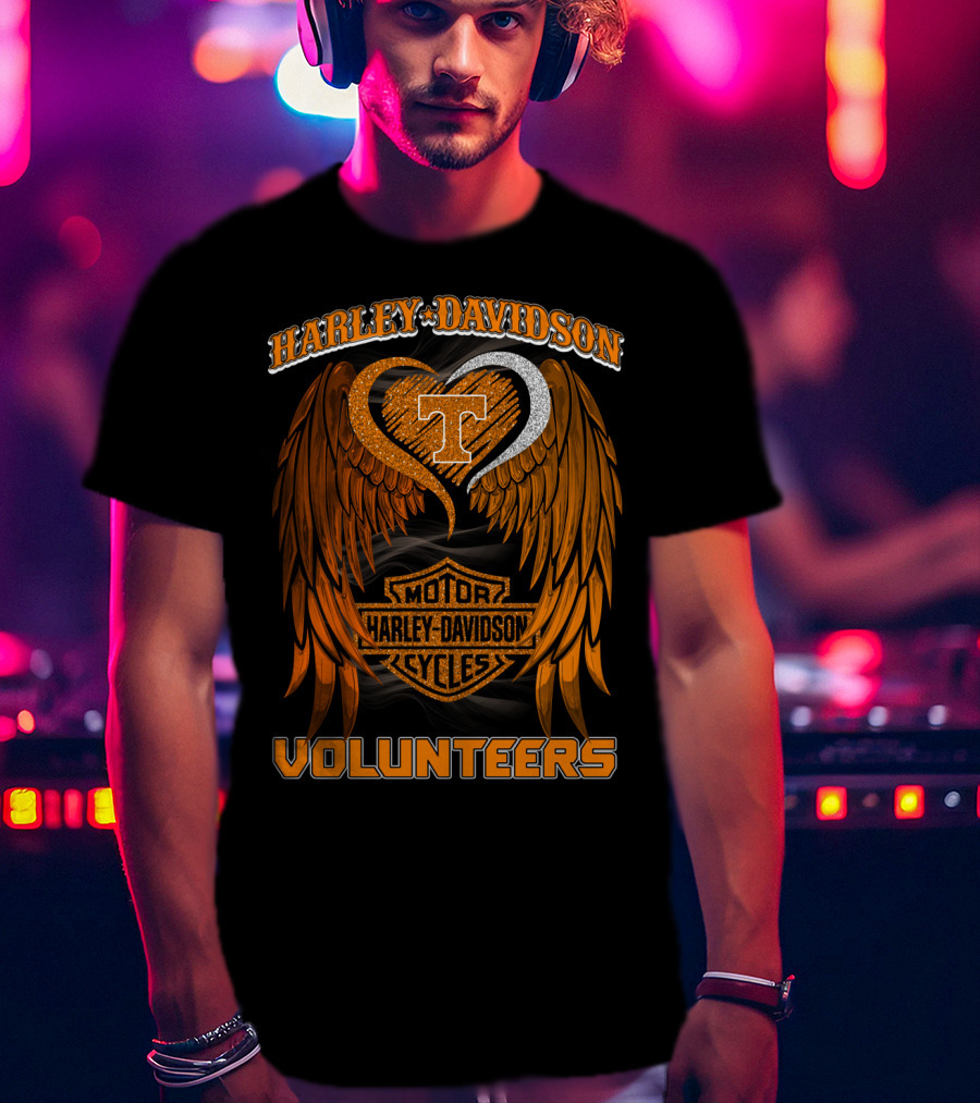 Harley Davidson Motor Cycles Tennessee Volunteers Wings T-Shirt