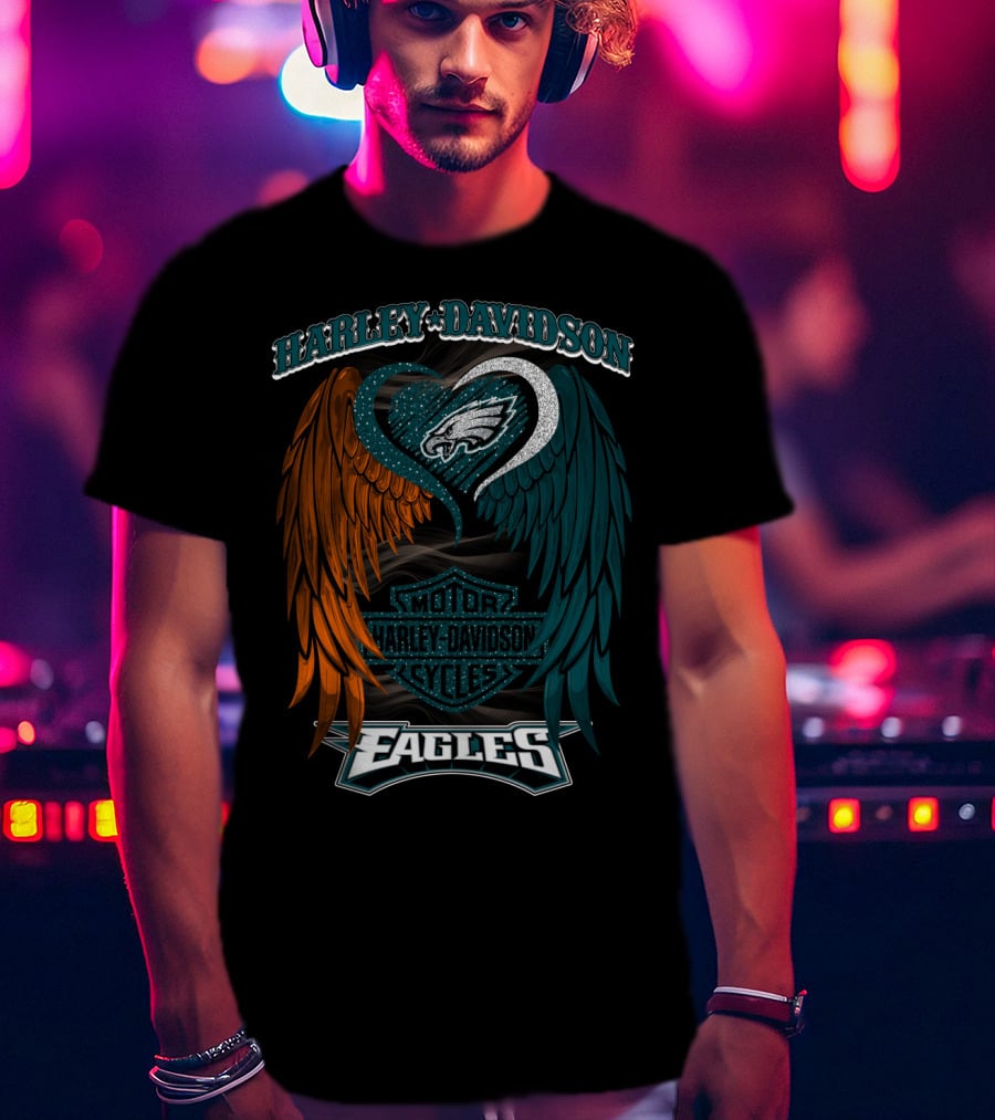 Harley Davidson Philadelphia Eagles Motor Cycles Nfl T-Shirt