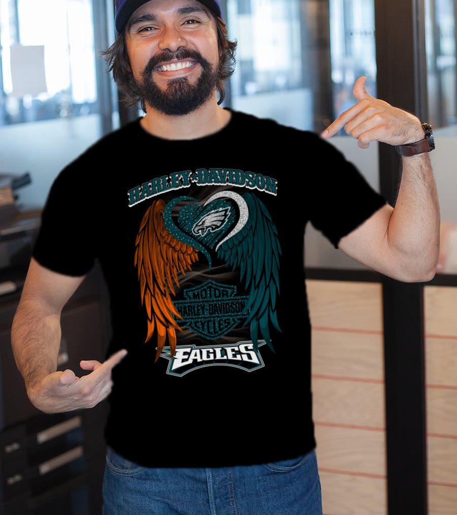 Harley Davidson Philadelphia Eagles Motor Cycles Nfl T-Shirt