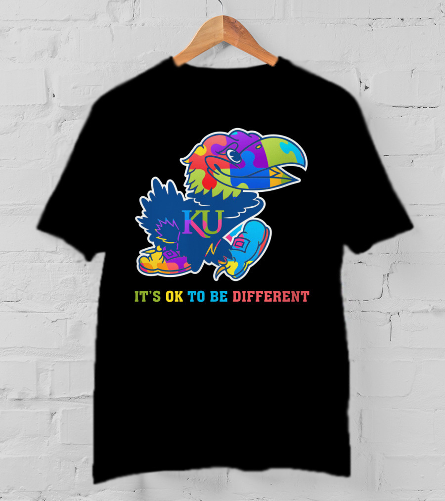 KU Jayhawks It's OK To Be Different Rainbow Mascot T-Shirt