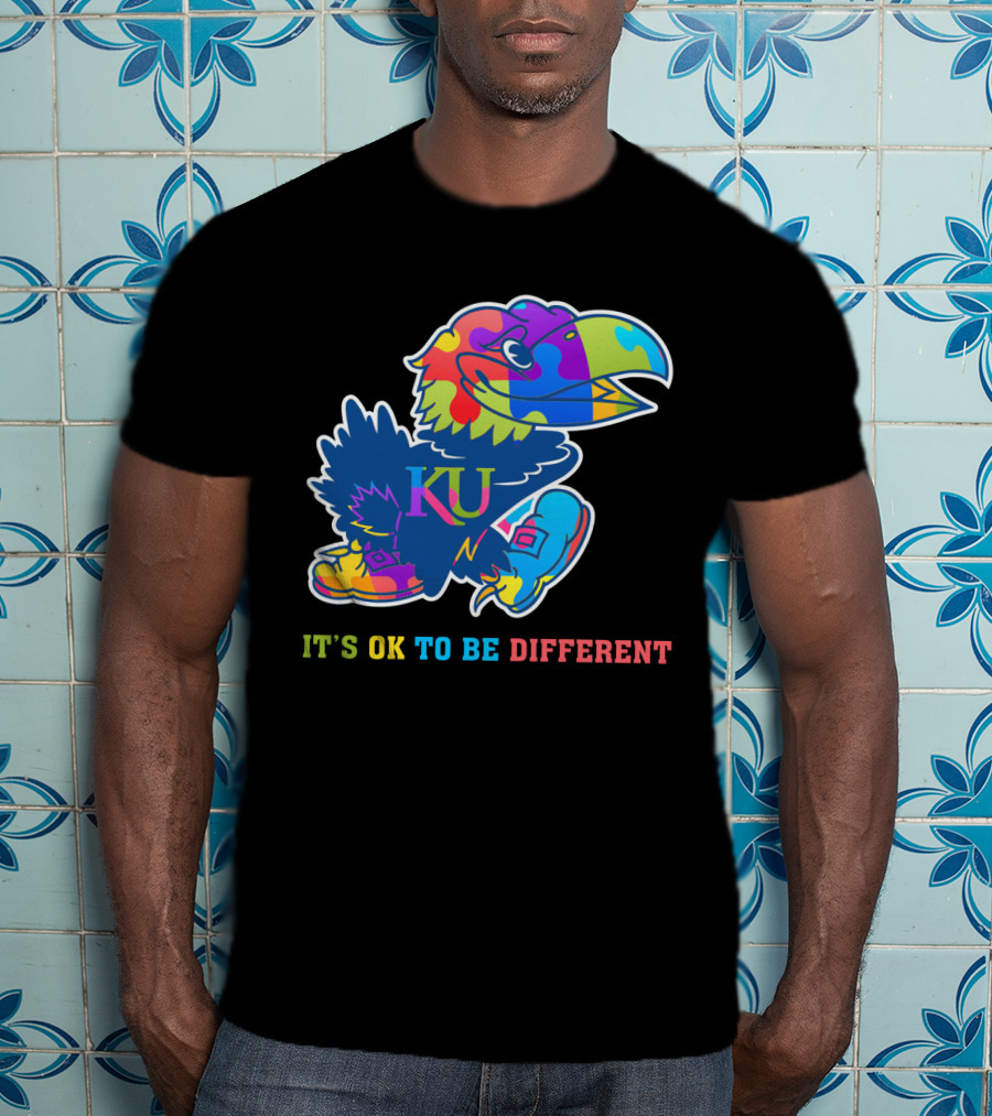KU Jayhawks It's OK To Be Different Rainbow Mascot T-Shirt