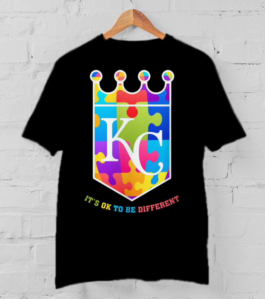 Kansas City Royals KC Puzzle Crown It's OK To Be Different T-Shirt