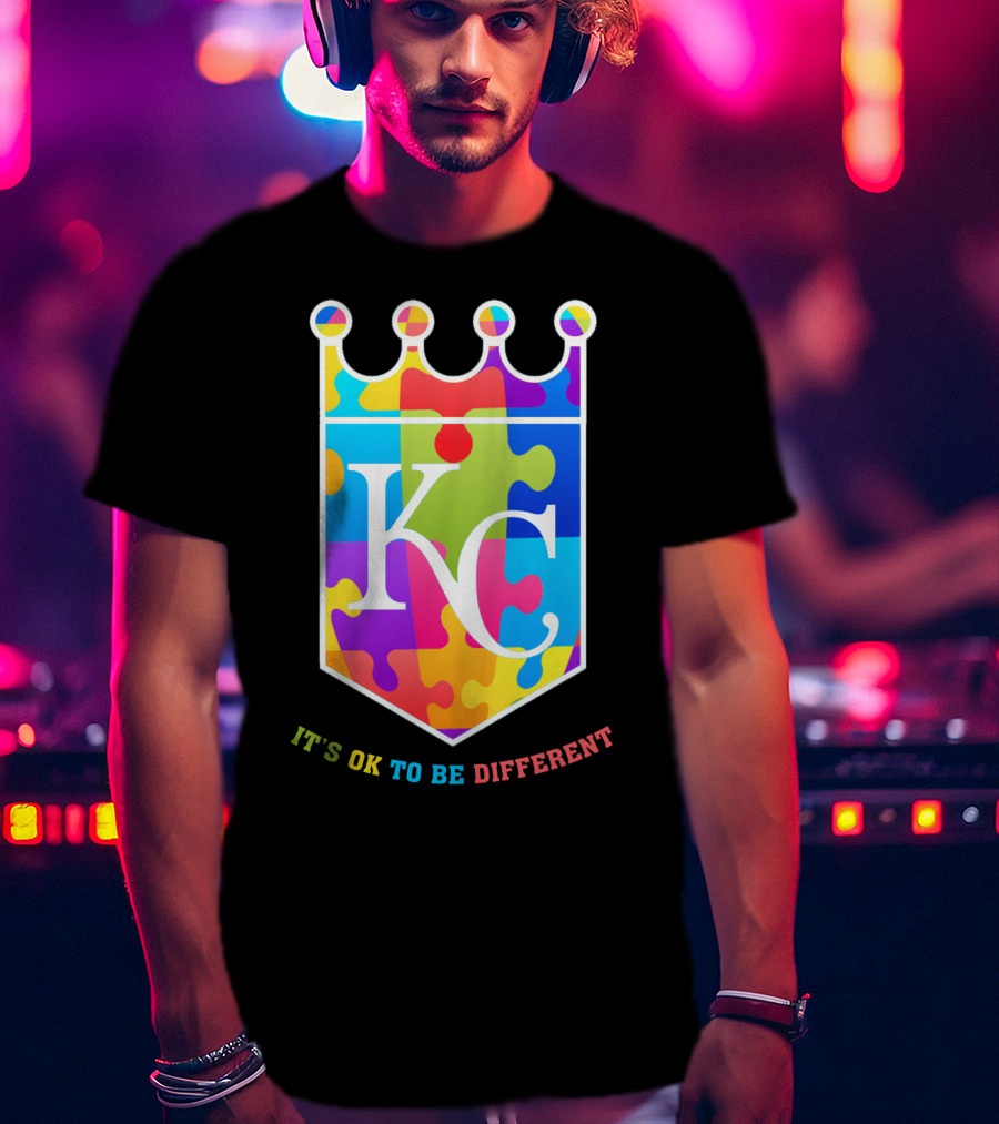 Kansas City Royals KC Puzzle Crown It's OK To Be Different T-Shirt