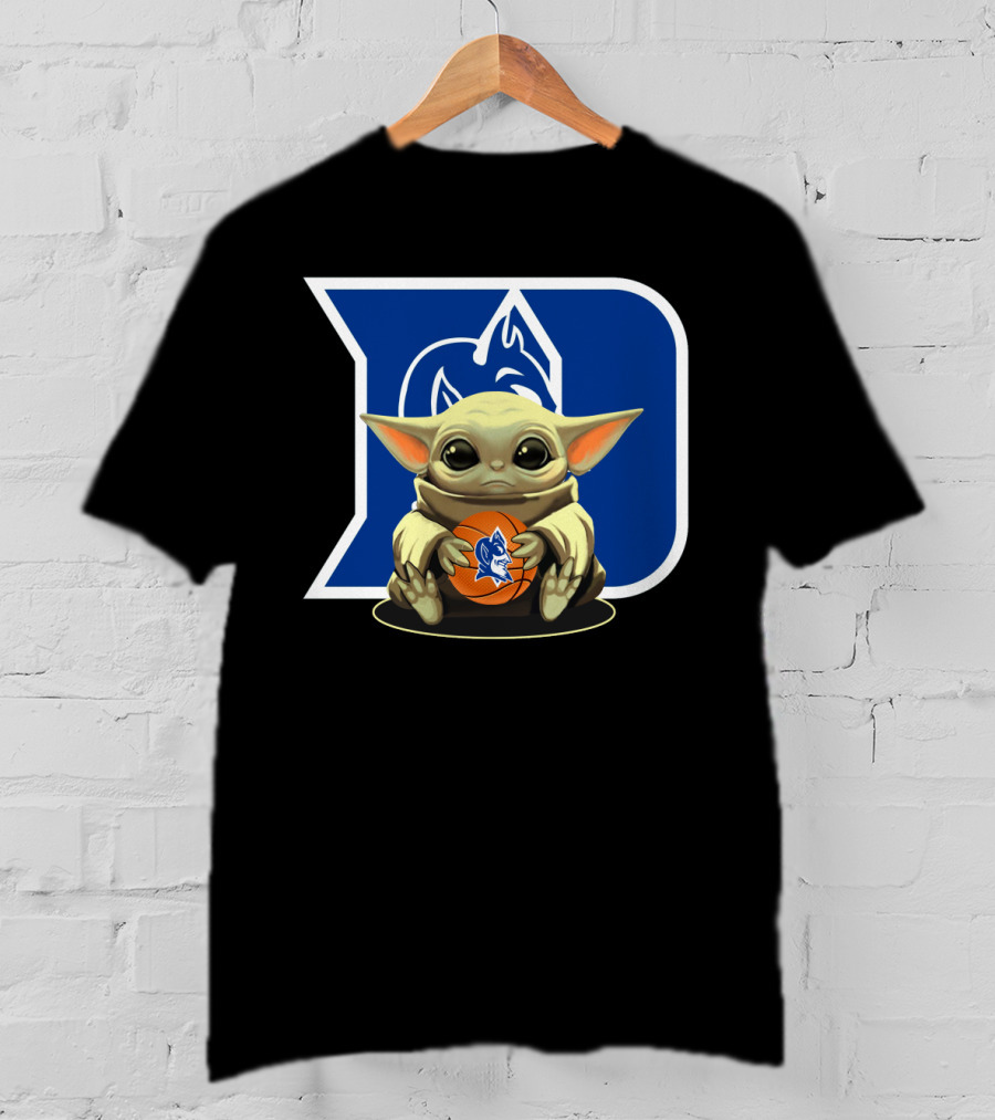 Baby Yoda Basketball With Duke Blue Devils T-Shirt