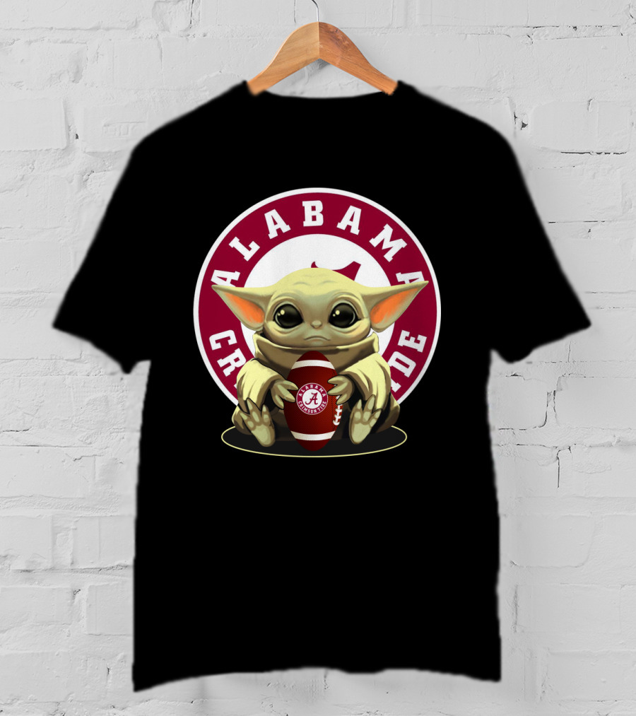 Alabama Crimson Tide Baby Yoda Football T-Shirt