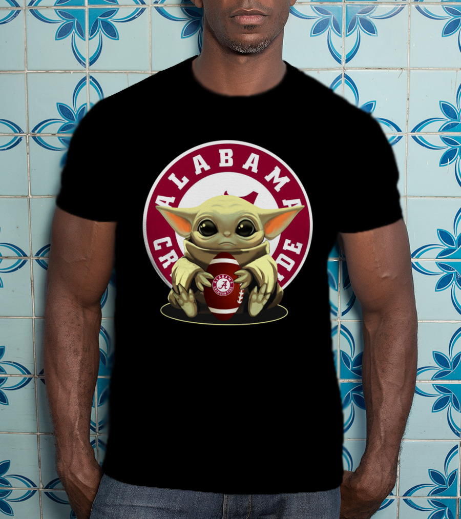 Alabama Crimson Tide Baby Yoda Football T-Shirt