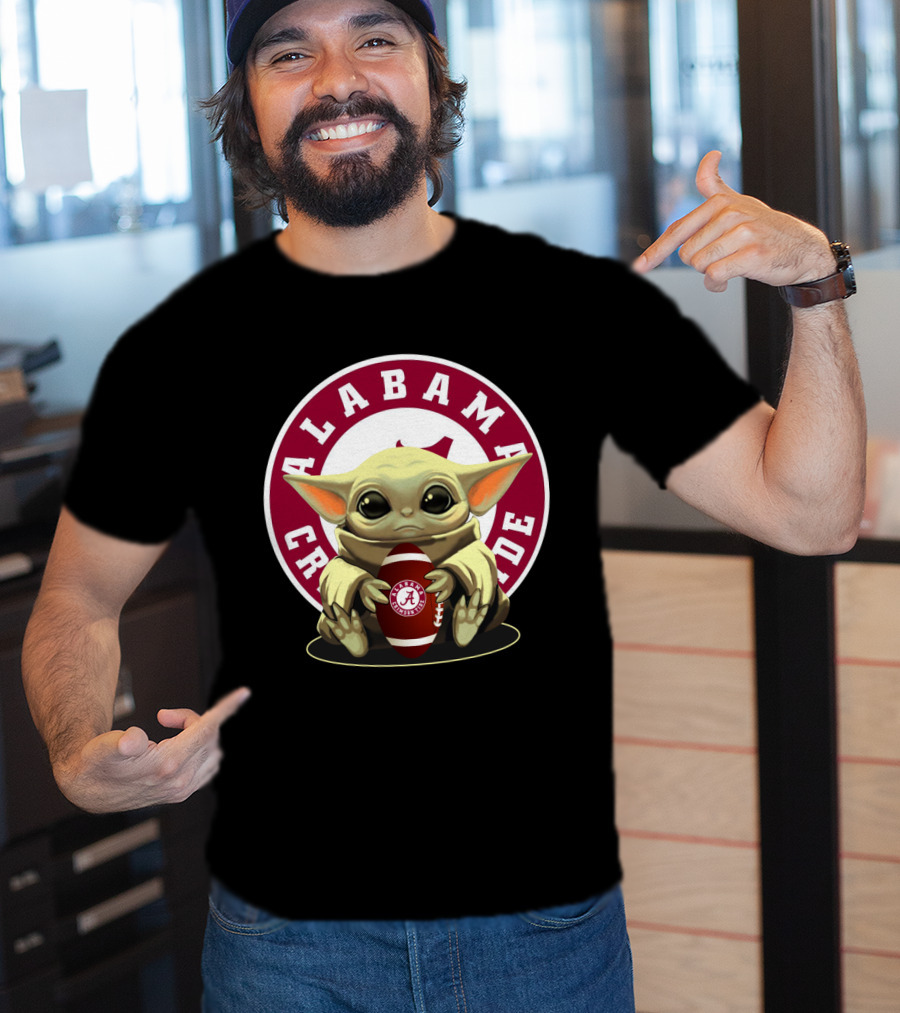 Alabama Crimson Tide Baby Yoda Football T-Shirt