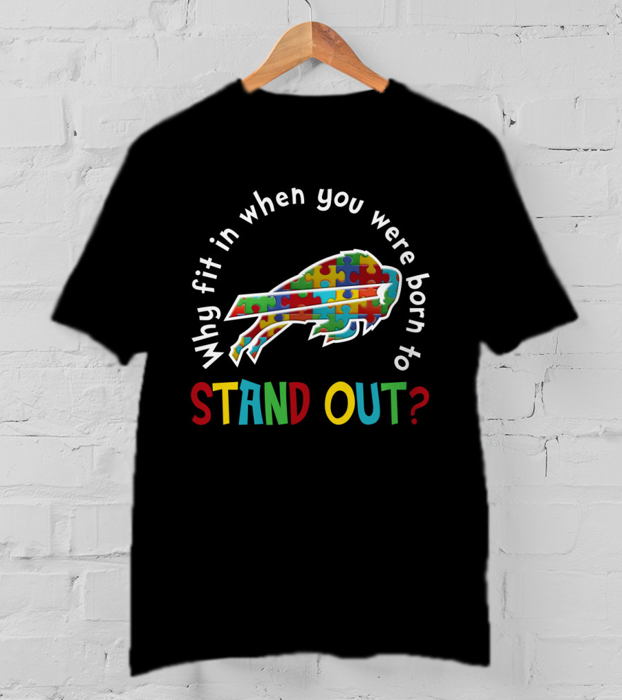 Why Fit In When You Were Born To Stand Out Buffalo Puzzle T-Shirt