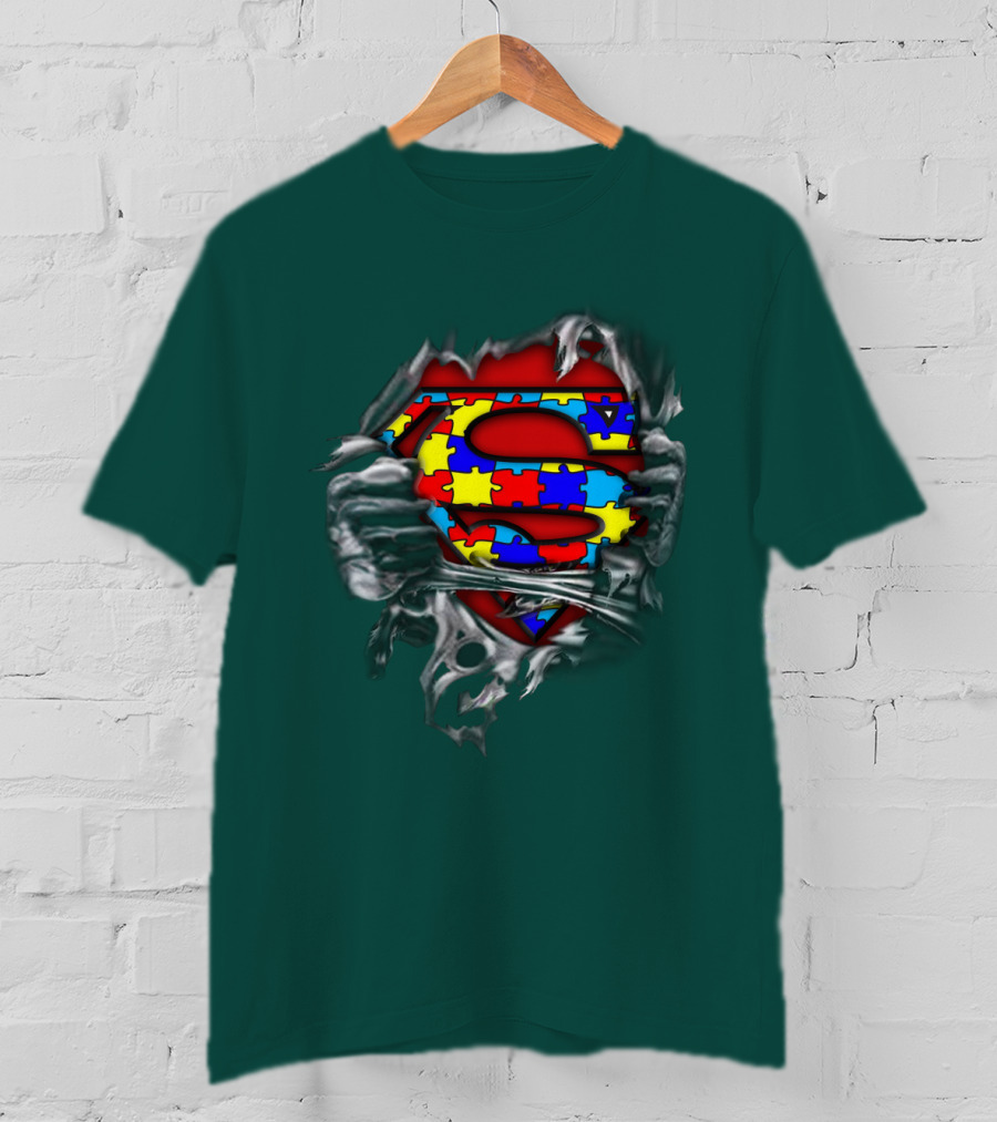 Superman Autism Strong Puzzle T-Shirt