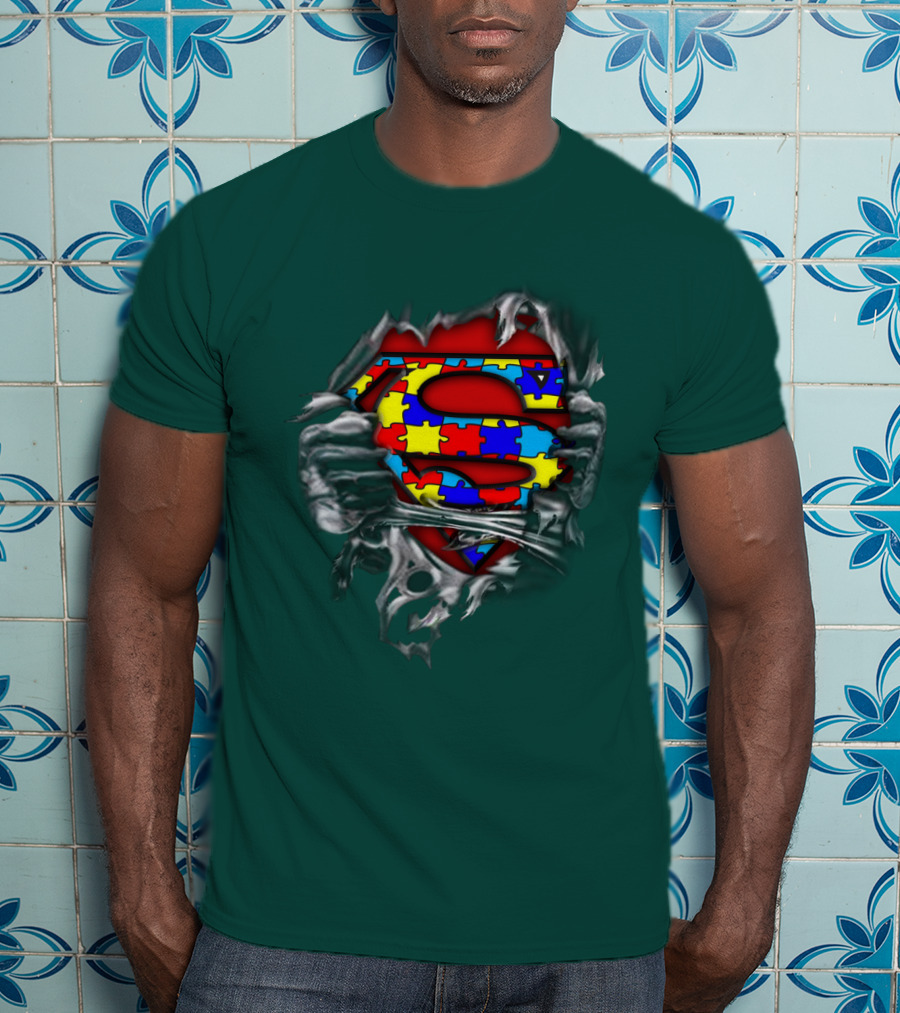Superman Autism Strong Puzzle T-Shirt