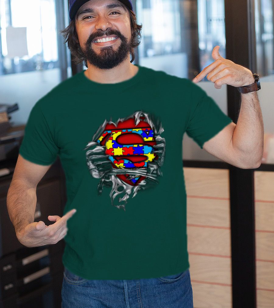 Superman Autism Strong Puzzle T-Shirt