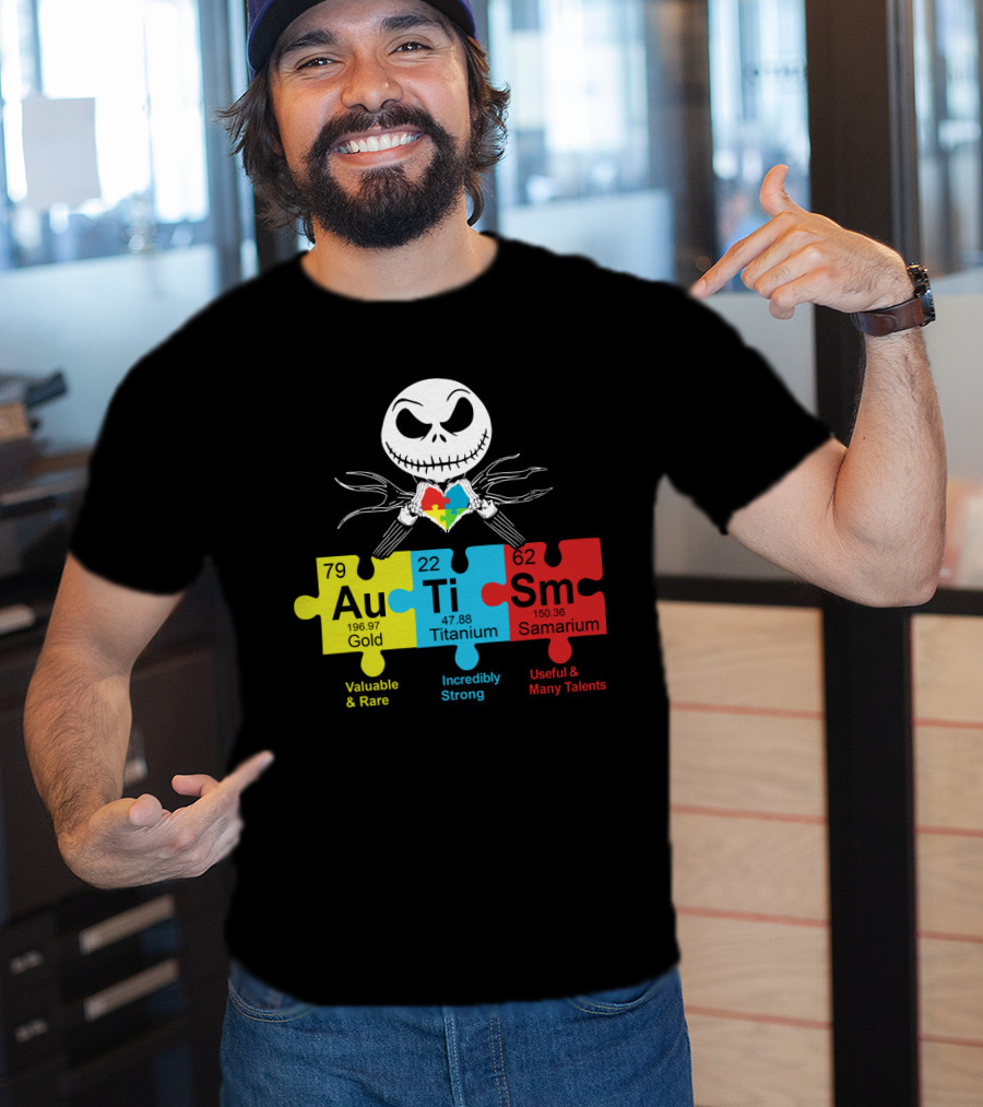 Autism Gold Titanium Samarium Jack Skellington Puzzle Elements T-Shirt