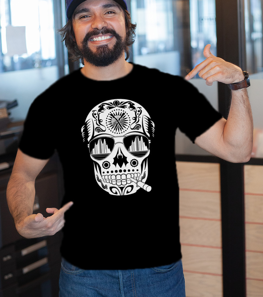 Hunter Skull Thompson Sugar Skull With Sunglasses And Cigarette T-Shirt