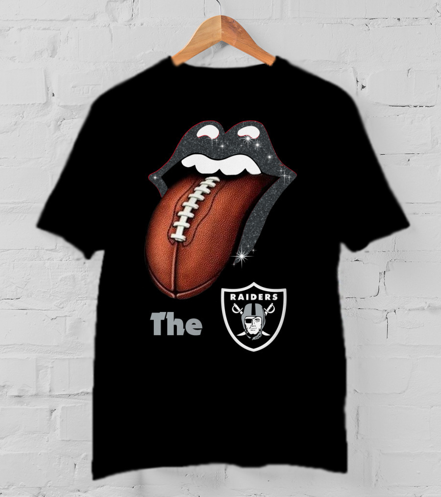 The Raiders Football Smile With Tongue And Shield T-Shirt