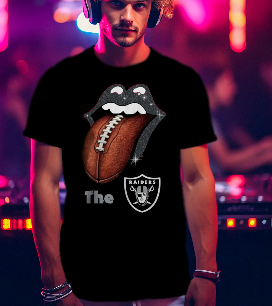 The Raiders Football Smile With Tongue And Shield T-Shirt