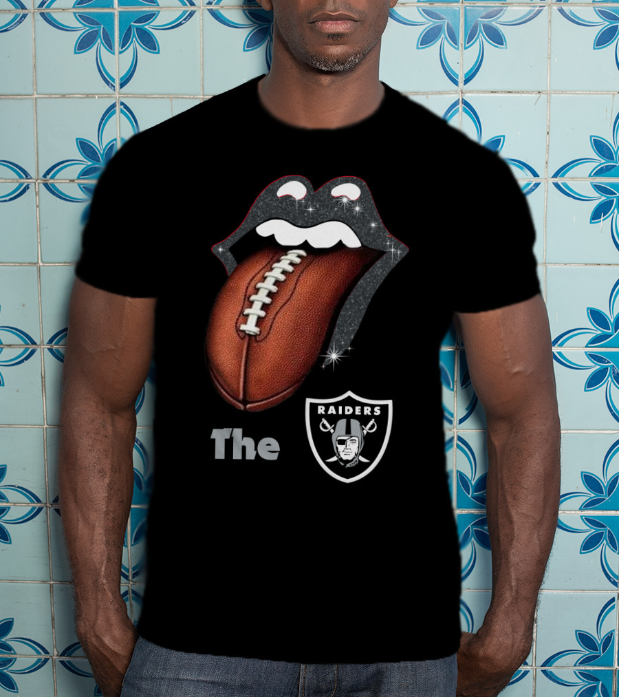 The Raiders Football Smile With Tongue And Shield T-Shirt