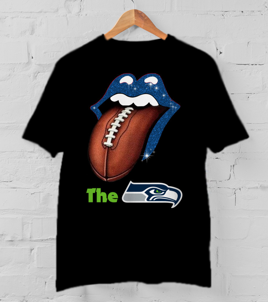 The Seahawks Sparkling Tongue With Football Smile T-Shirt