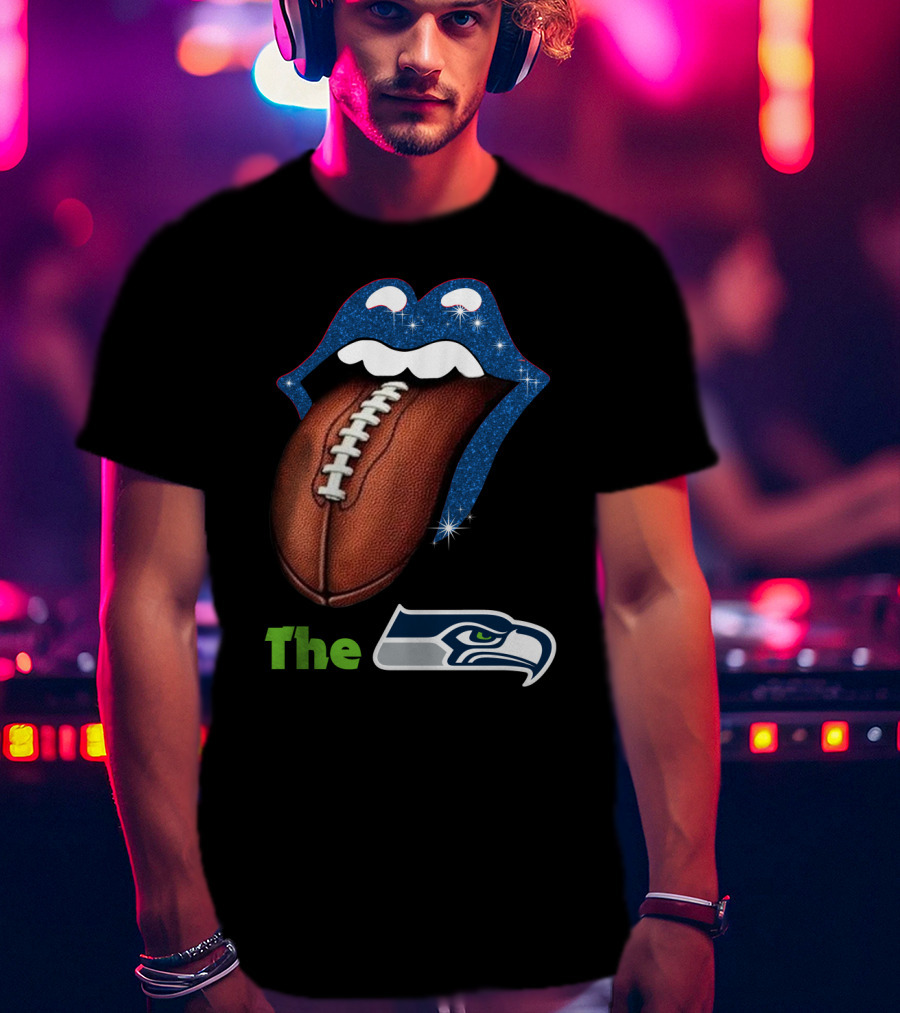 The Seahawks Sparkling Tongue With Football Smile T-Shirt