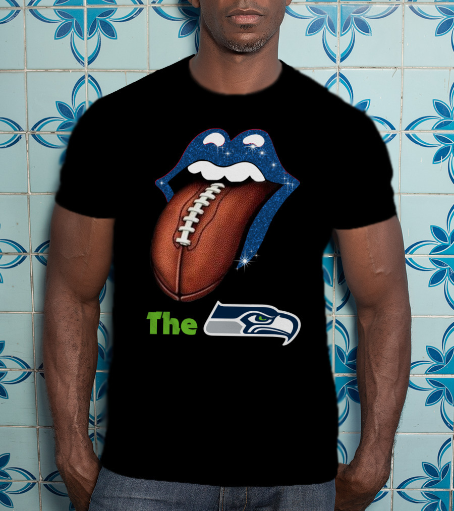 The Seahawks Sparkling Tongue With Football Smile T-Shirt