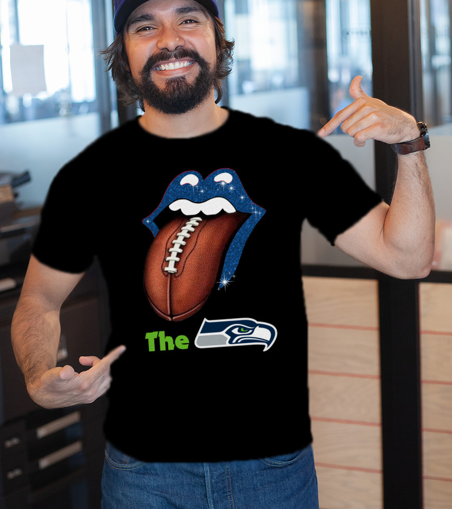 The Seahawks Sparkling Tongue With Football Smile T-Shirt