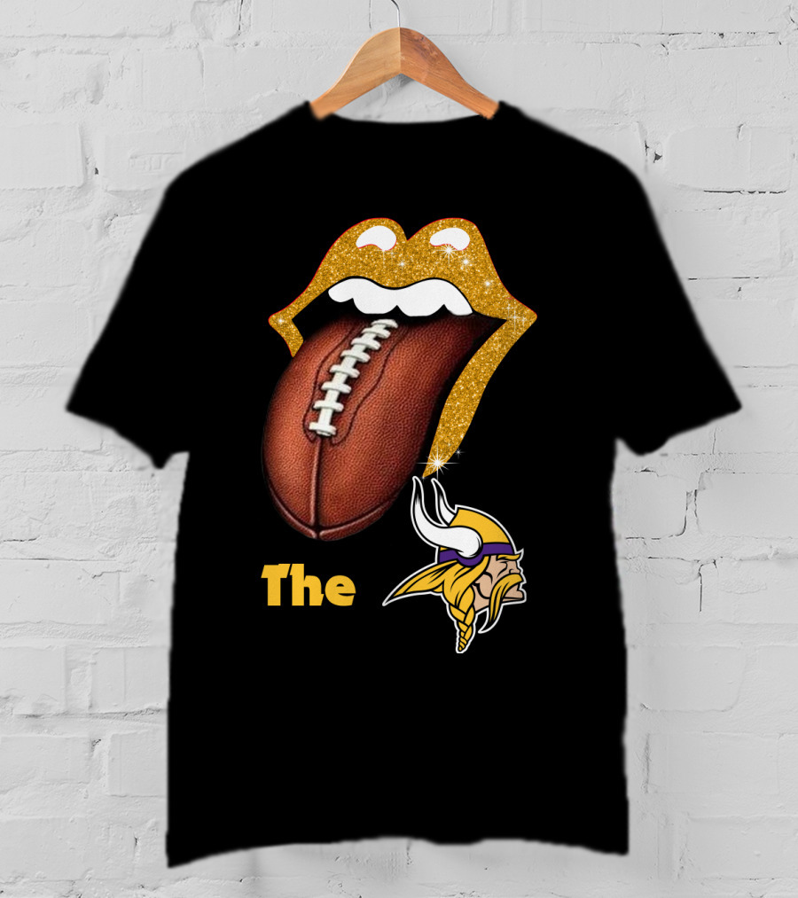 The Smile Vikings Football Logo With Classic Tongue And Glitter Highlights T-Shirt