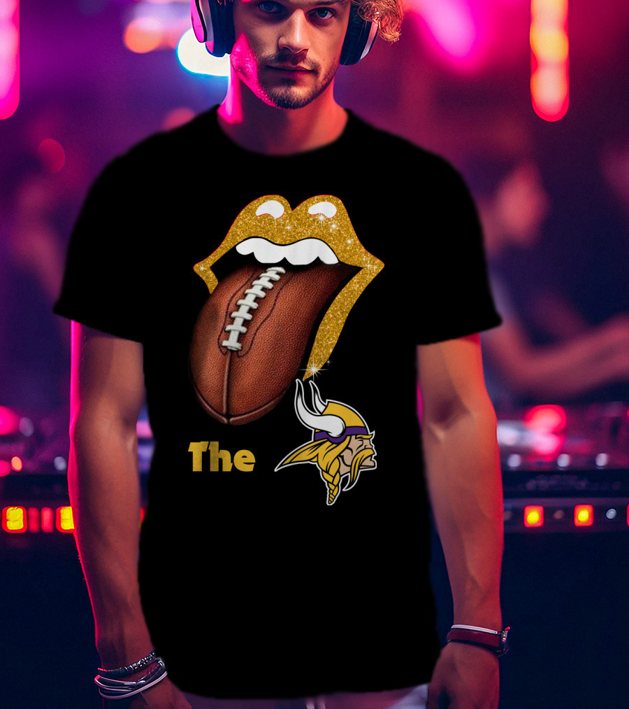 The Smile Vikings Football Logo With Classic Tongue And Glitter Highlights T-Shirt