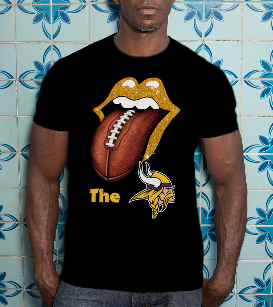 The Smile Vikings Football Logo With Classic Tongue And Glitter Highlights T-Shirt