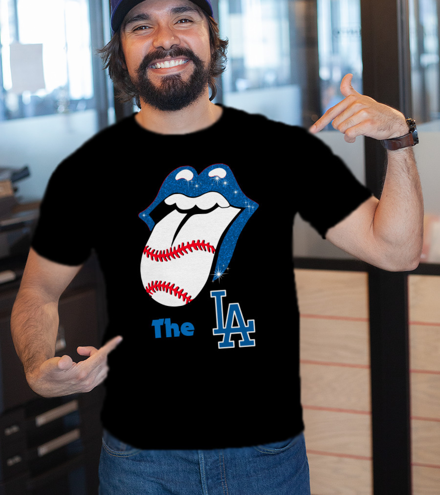 The LA Smile Dodgers Baseball Tongue T-Shirt