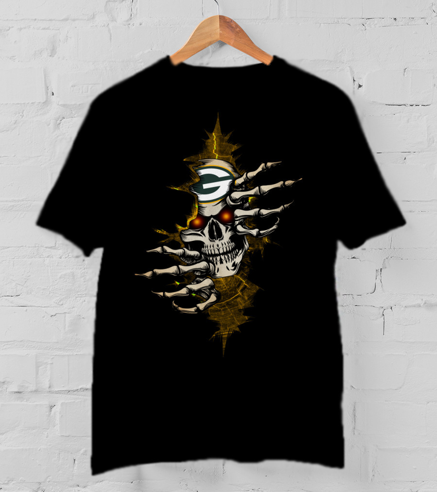 Skull Packers Green Bay Football Skeleton Hand T-Shirt