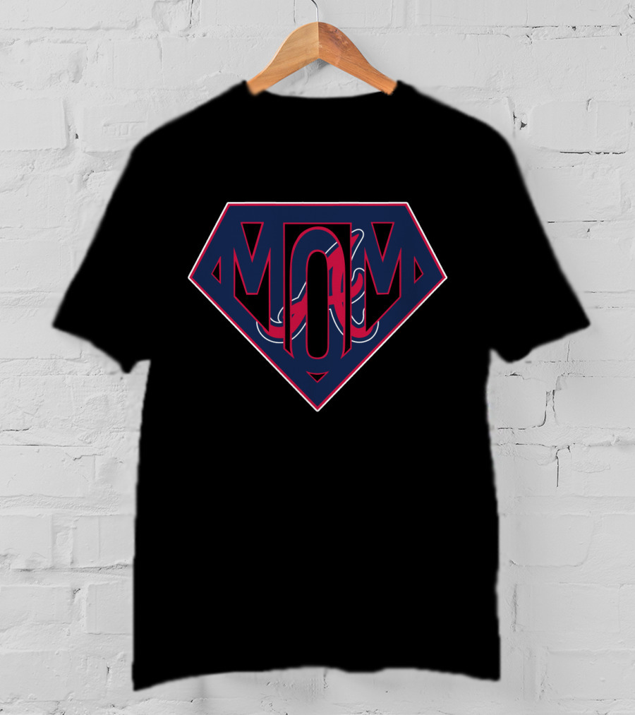 SUPER MOM Braves Baseball Logo Badge T-Shirt