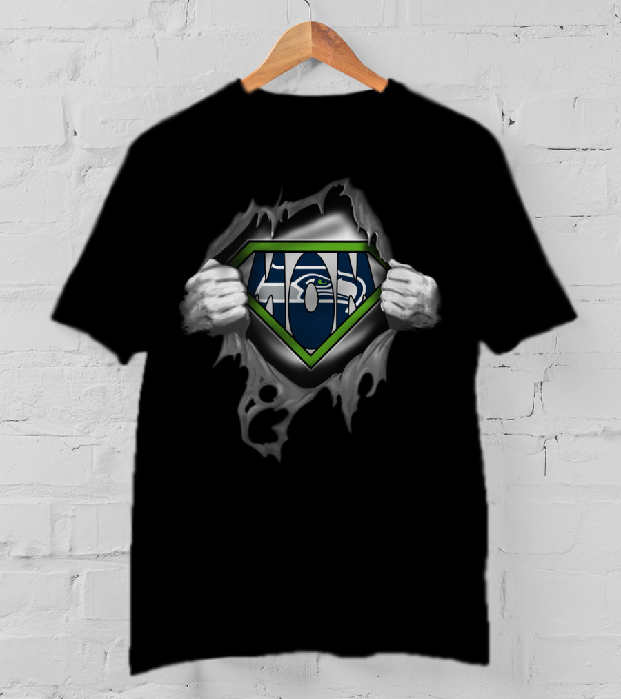 Super Mom Seahawks Logo Hands Tearing T-Shirt