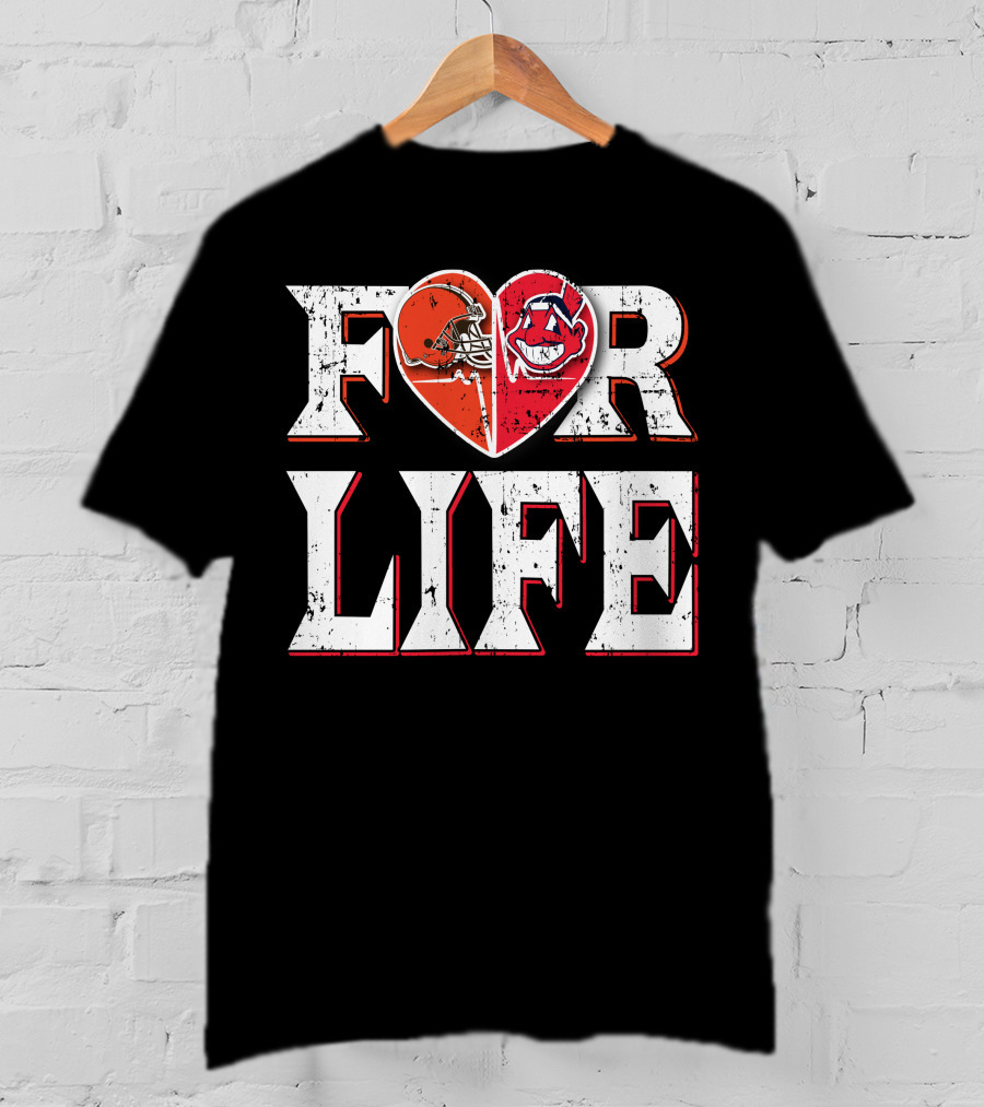 For Life Browns Indians Heart T-Shirt