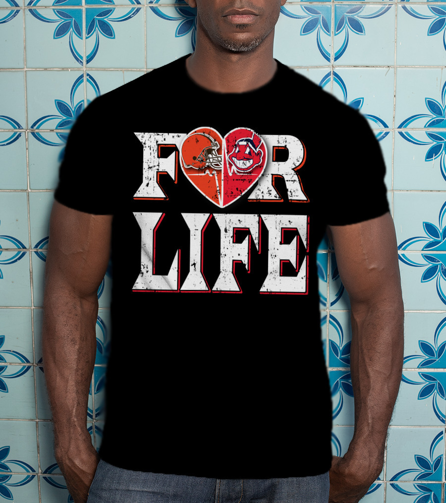 For Life Browns Indians Heart T-Shirt