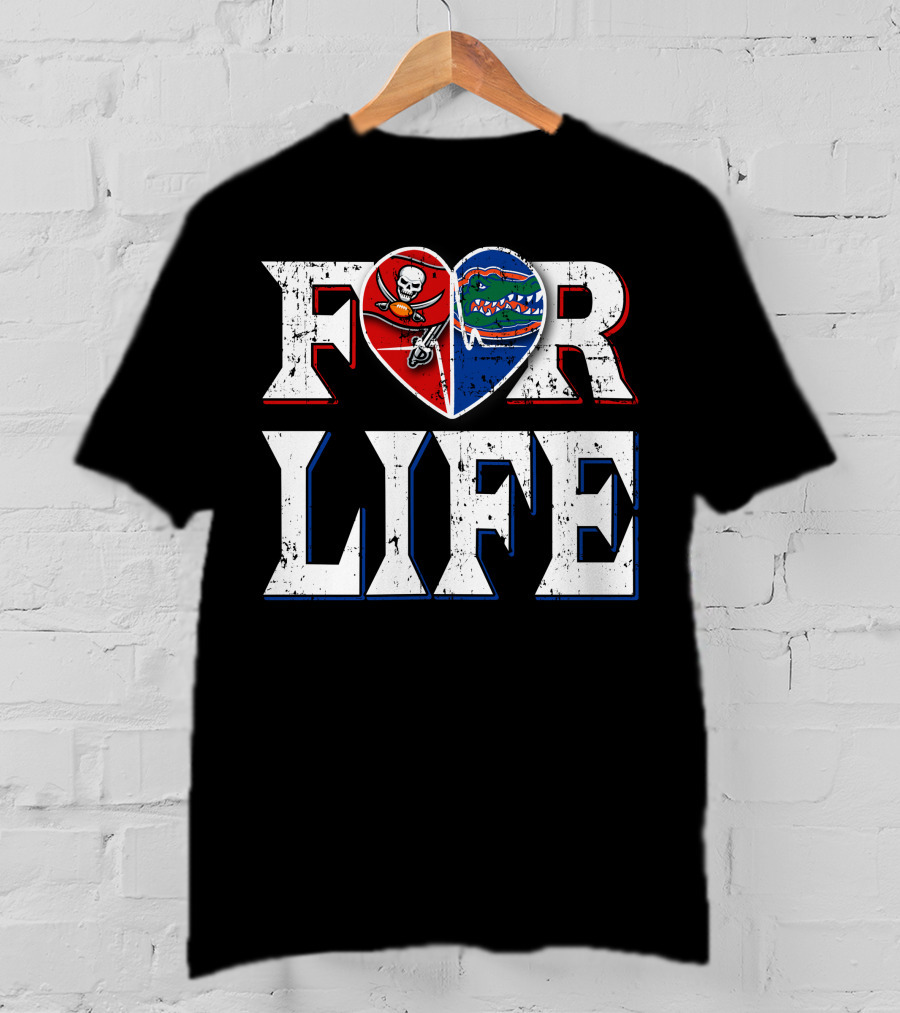 For Life Buccaneers Gators Heart Shape T-Shirt
