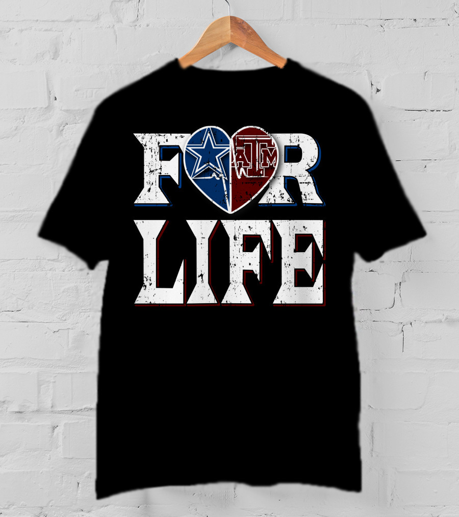 For Life Cowboys Texas A&M Aggies Heart Logo Fan Loyalty T-Shirt