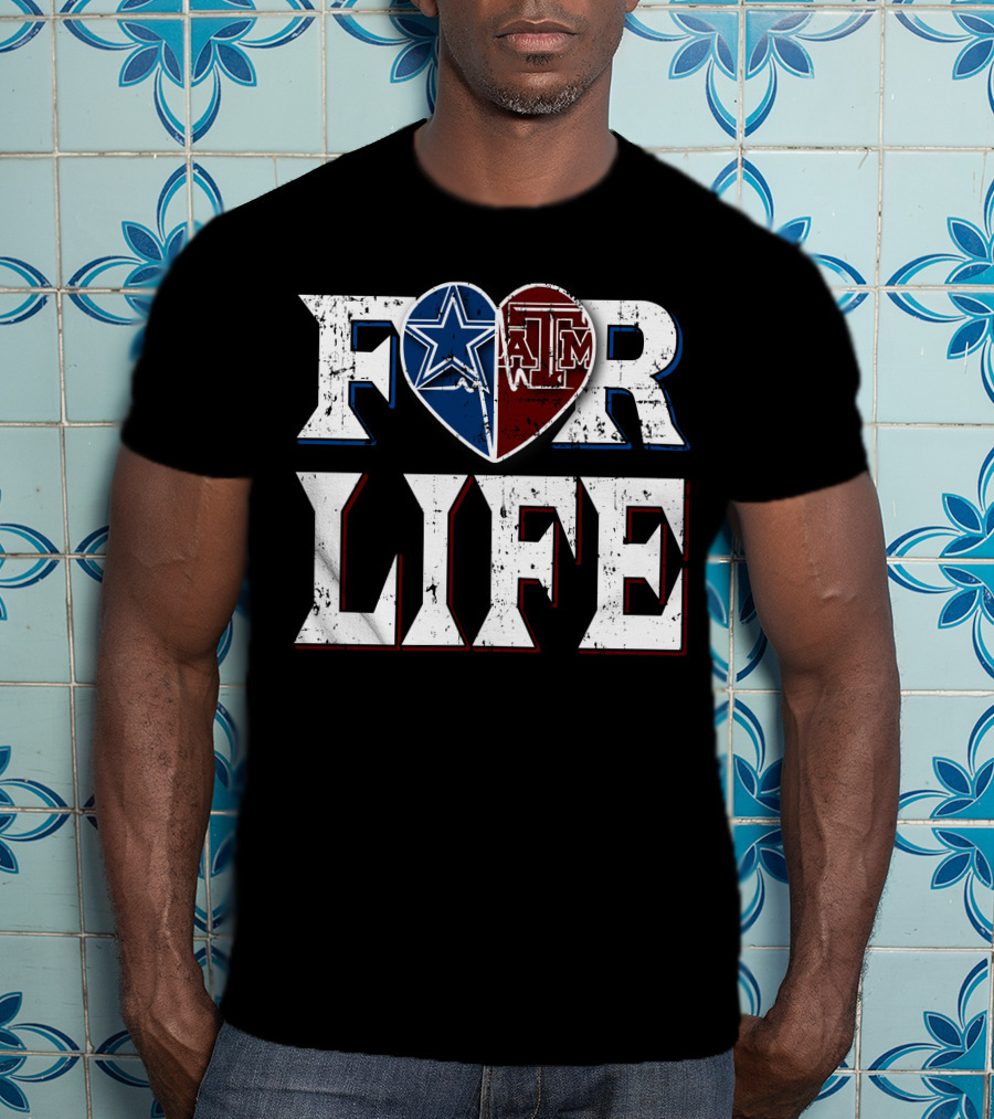 For Life Cowboys Texas A&M Aggies Heart Logo Fan Loyalty T-Shirt