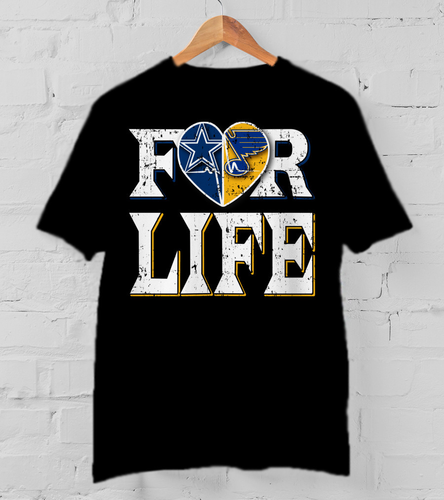 For Life Cowboys Blues Heart Star T-Shirt