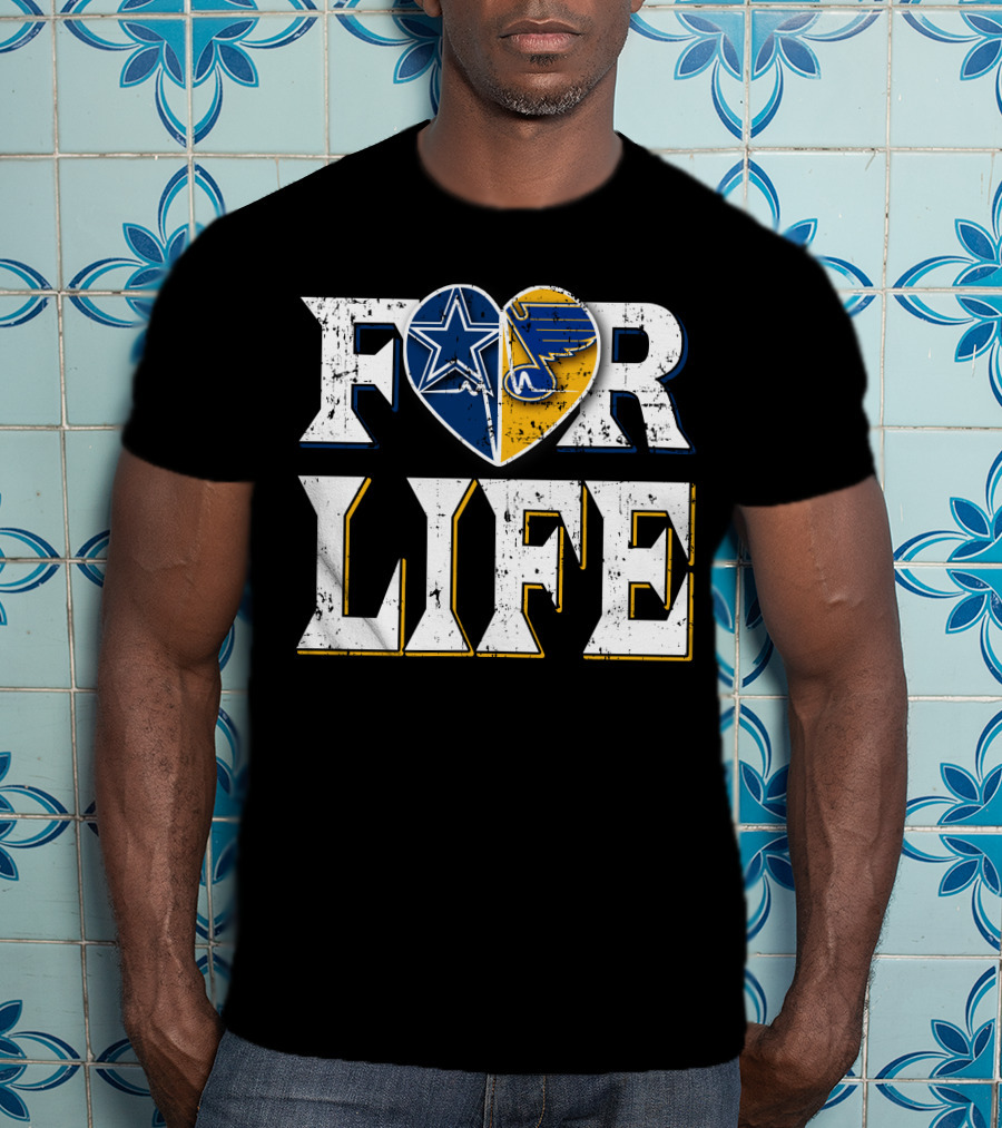 For Life Cowboys Blues Heart Star T-Shirt