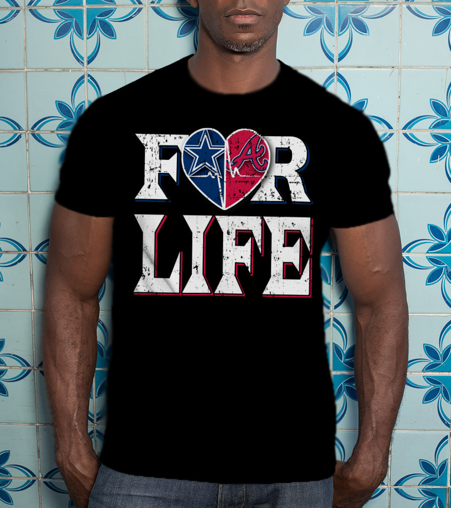 For Life Cowboys Braves Heart Logos T-Shirt