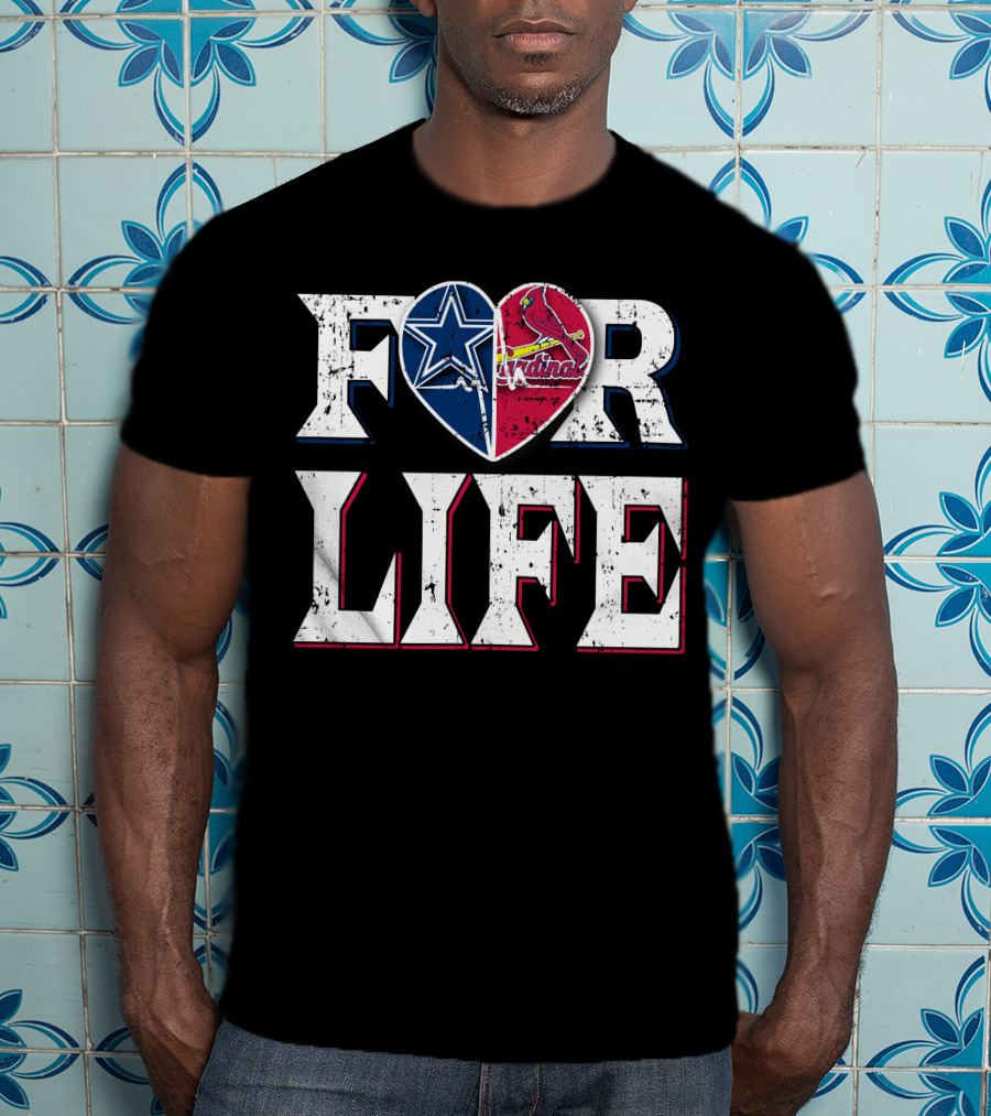 For Life Dallas Cowboys Arizona Cardinals Heart T-Shirt