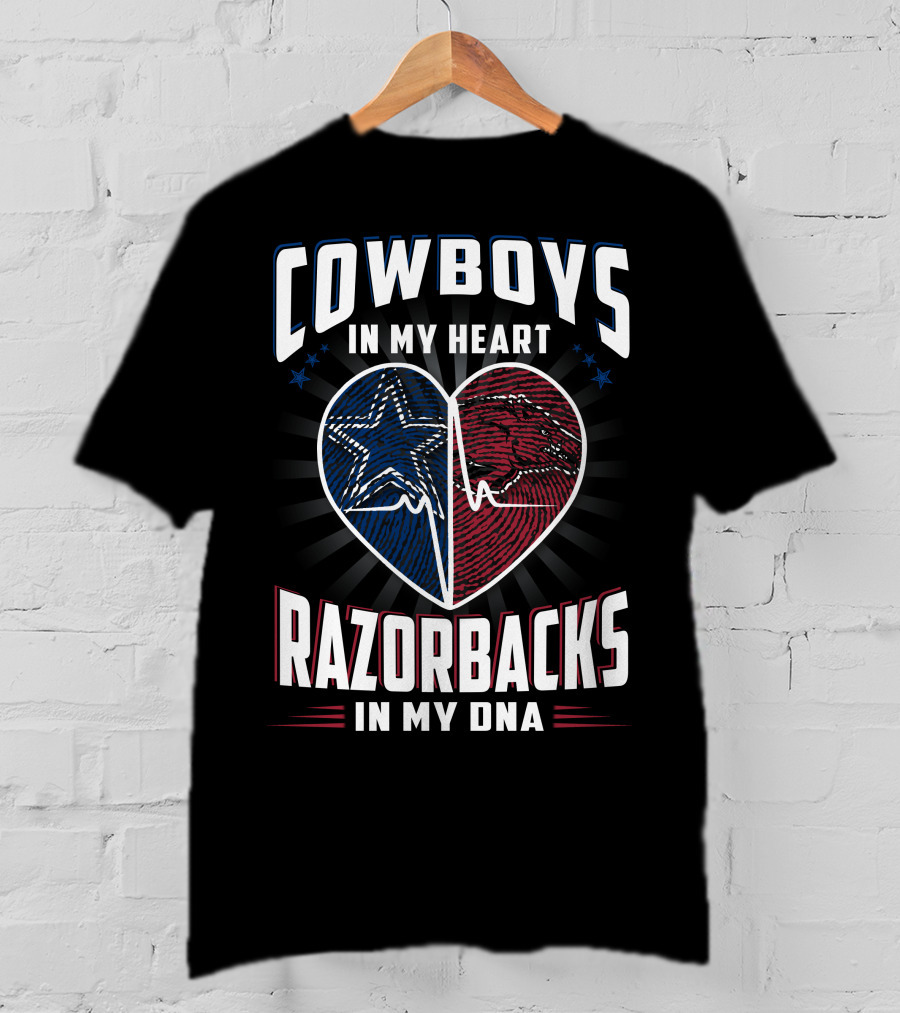 Cowboys IN My Heart Razorbacks IN My Dna T-Shirt