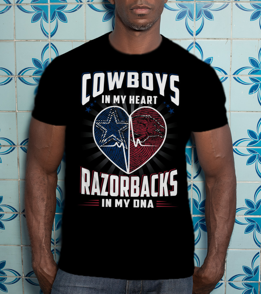Cowboys IN My Heart Razorbacks IN My Dna T-Shirt