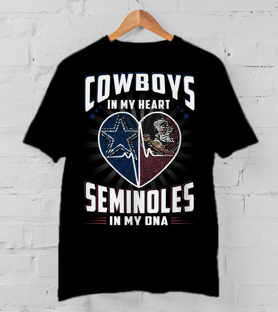 Cowboys In My Heart Seminoles In My Dna T-Shirt