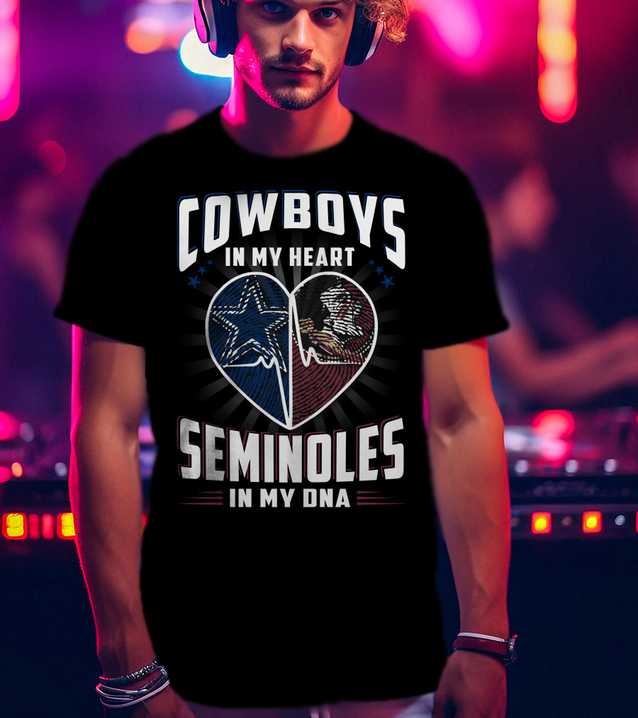 Cowboys In My Heart Seminoles In My Dna T-Shirt