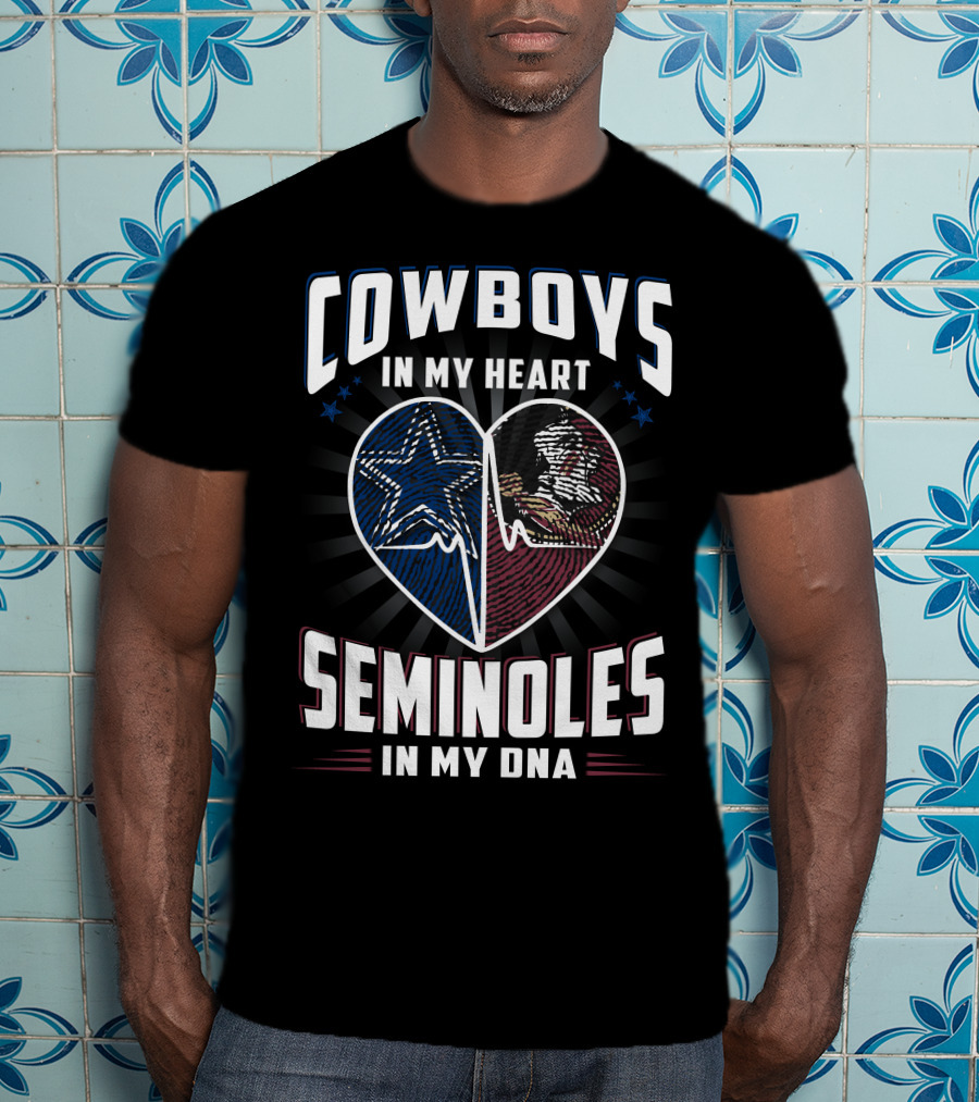 Cowboys In My Heart Seminoles In My Dna T-Shirt